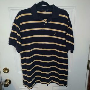 Nautica Blue and Yellow XL Polo